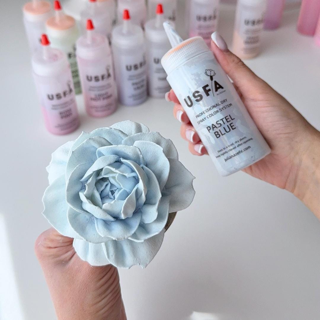Pastel Blue Dry Spray Color System – Airbrush Alternative for Piped Flowers