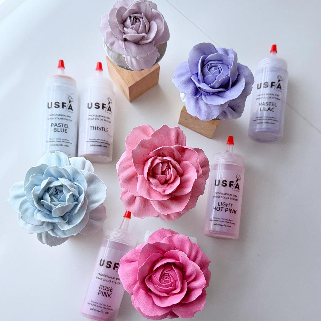 Romantic Palette Dry Spray Color System – Piped Flower Baking Decorations (Set of 5)
