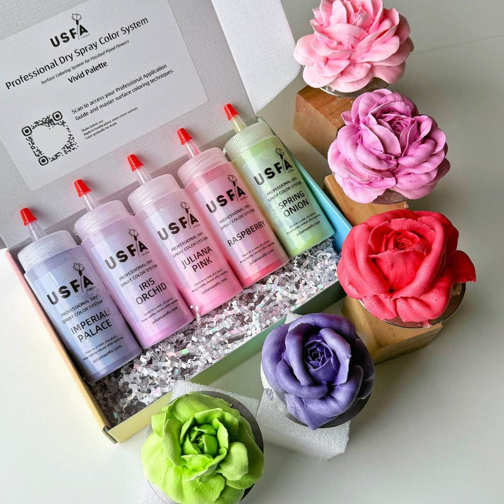 Vivid Palette Dry Spray Color System – Zefir Piped Flower Baking Decorations (Set of 5)