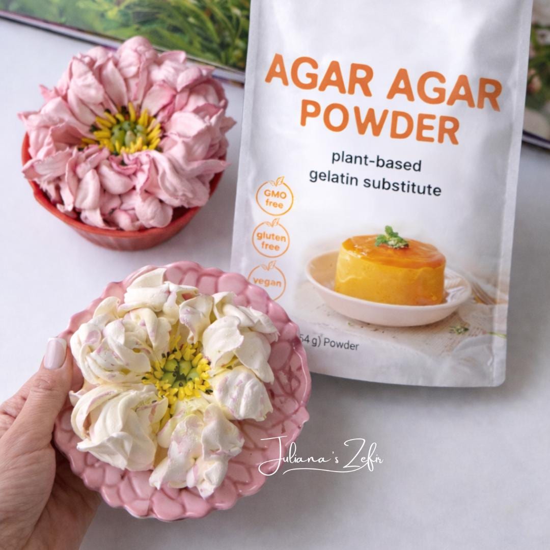 Agar Agar Powder, Plant-Based Thickener for Zefir Flowers (1lb / 454g)