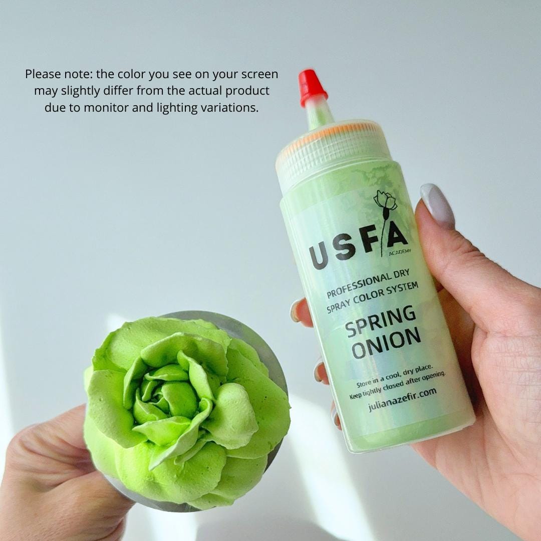 Spring Onion Dry Spray Color System – Airbrush Alternative for Piped Flowers