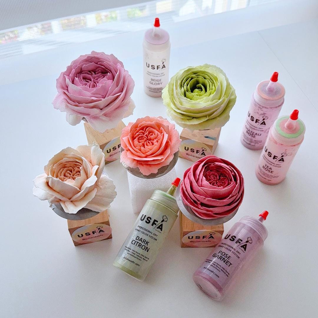 Elegance Palette Dry Spray Color System – Zefir Piped Flower Baking Decorations (Set of 5)