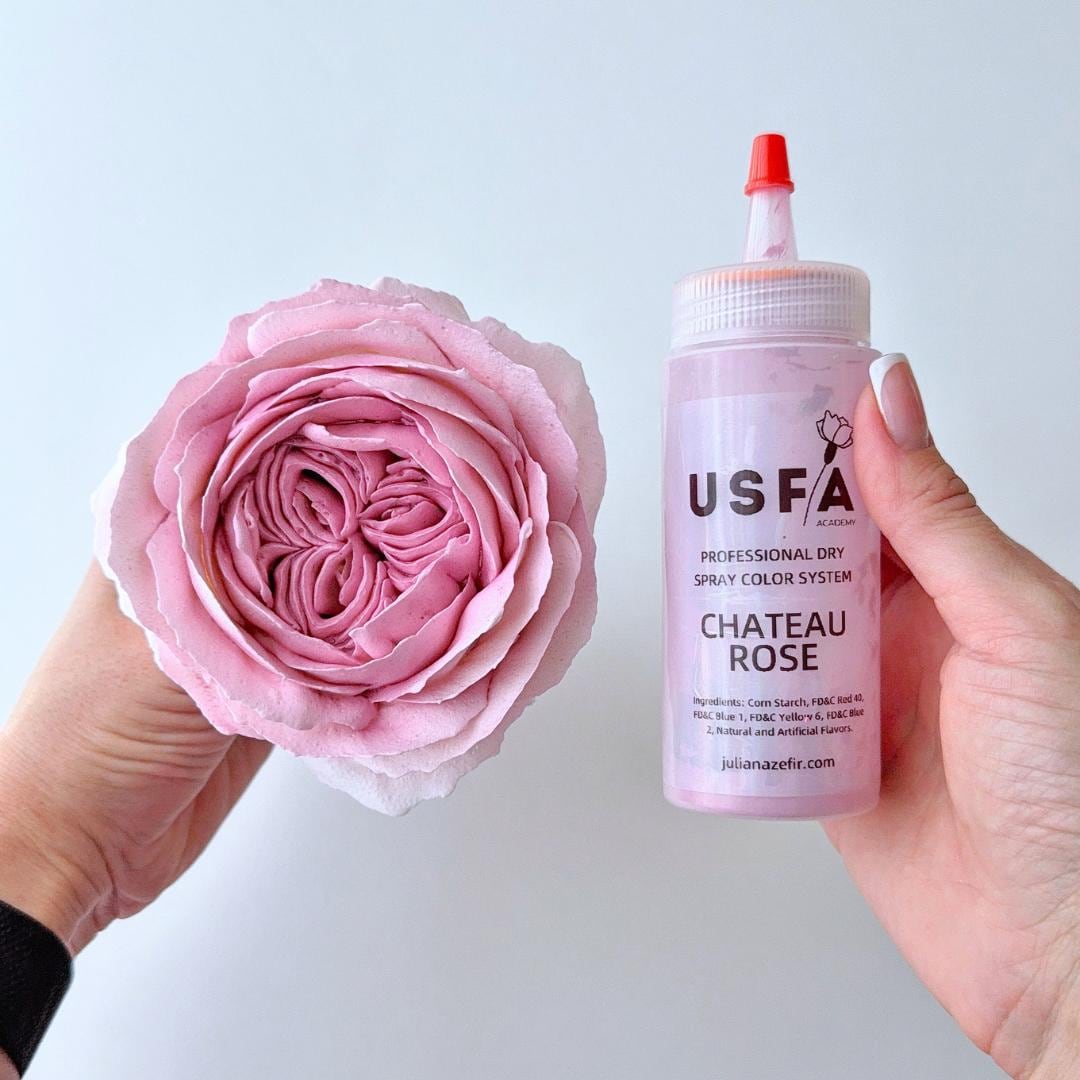 Professional Dry Spray Color System – Airbrush Alternative for Piped Flowers, Buttercream, Color (Chateau Rose)