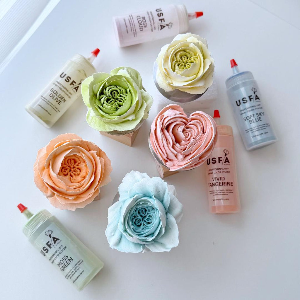 Natural Palette Dry Spray Color System – Zefir Piped Flower Baking Decorations (Set of 5)