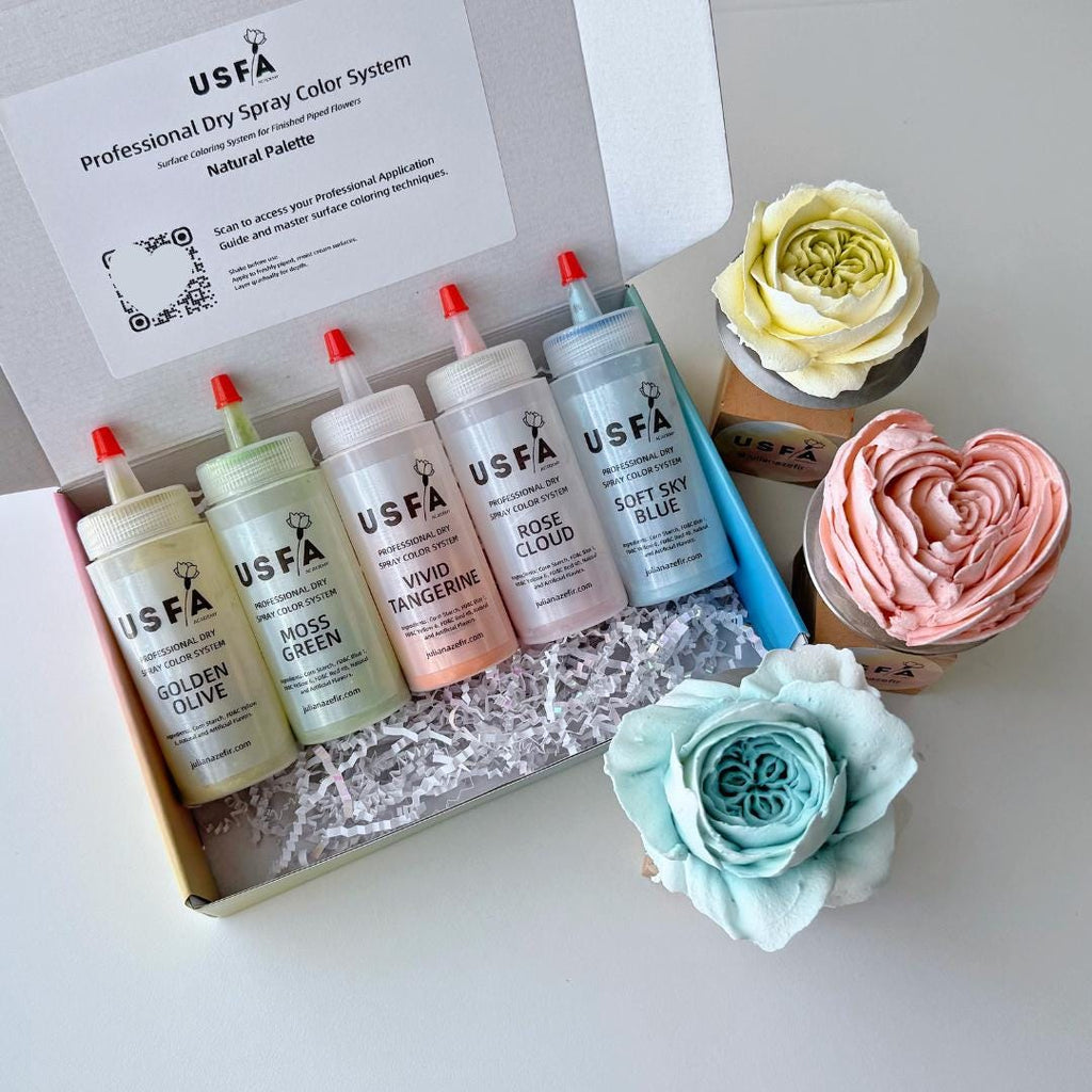 Natural Palette Dry Spray Color System – Zefir Piped Flower Baking Decorations (Set of 5)