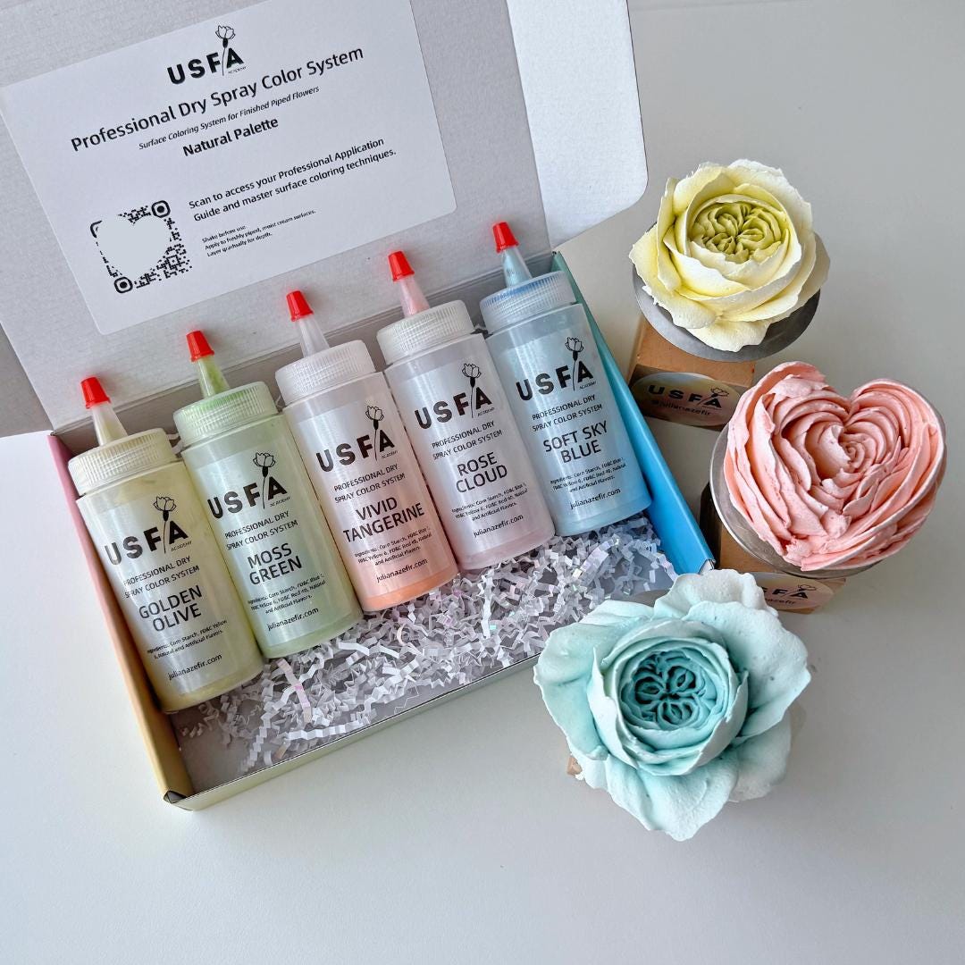Natural Palette Dry Spray Color System – Zefir Piped Flower Baking Decorations (Set of 5)