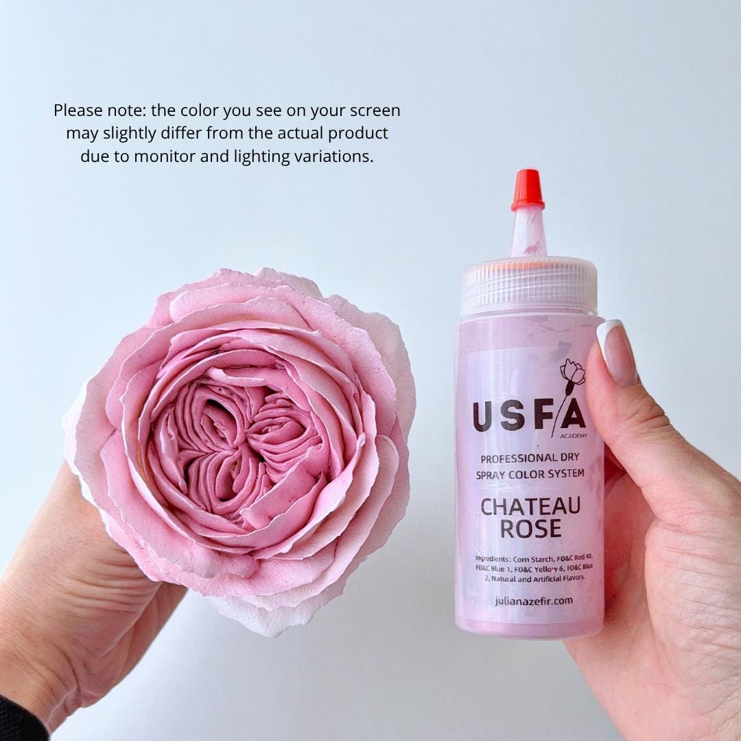 Professional Dry Spray Color System – Airbrush Alternative for Piped Flowers, Buttercream, Color (Chateau Rose)