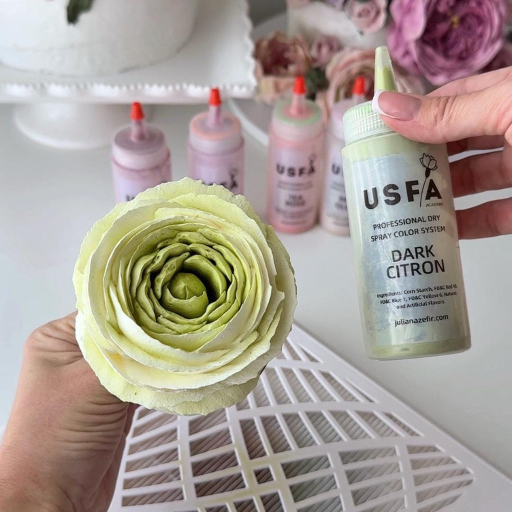 Dark Citron Dry Spray Color System – Airbrush Alternative for Piped Flowers
