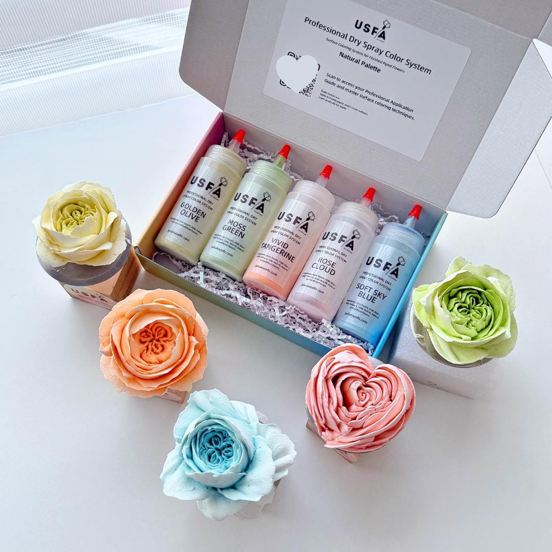 Natural Palette Dry Spray Color System – Zefir Piped Flower Baking Decorations (Set of 5)