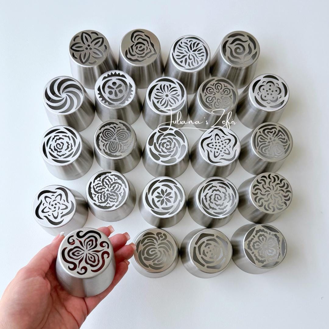 Set of 23 XL Russian Piping Tulip Tips, Stainless Steel Flower Nozzles