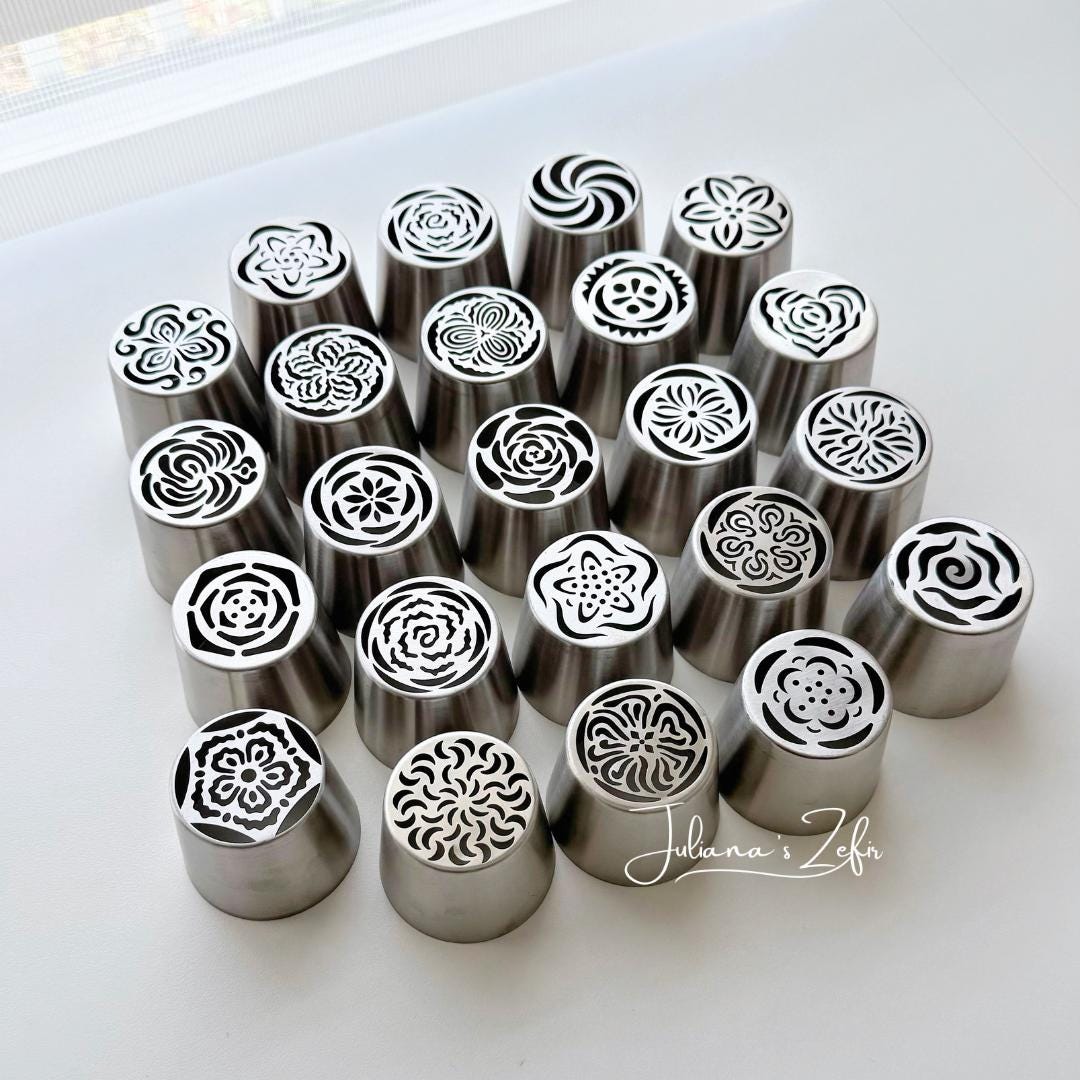Set of 23 XL Russian Piping Tulip Tips, Stainless Steel Flower Nozzles