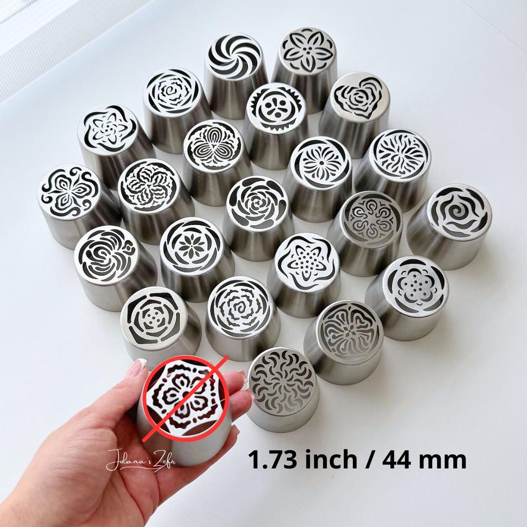 Set of 23 XL Russian Piping Tulip Tips, Stainless Steel Flower Nozzles