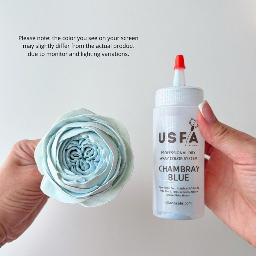 Chambray Blue Dry Spray Color System – Airbrush Alternative for Piped Flowers