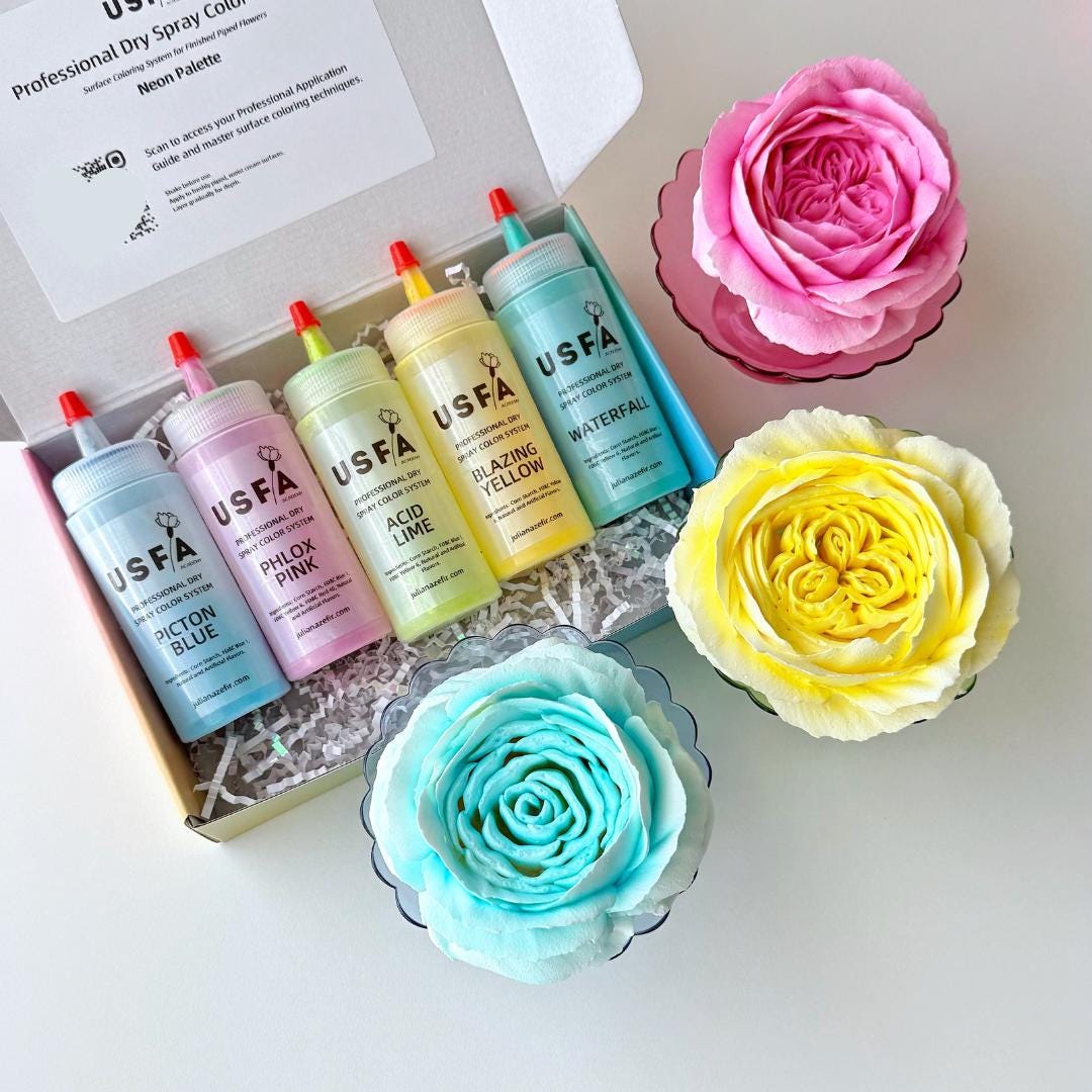 Neon Palette Dry Spray Color System – Zefir Piped Flower Baking Decorations (Set of 5)