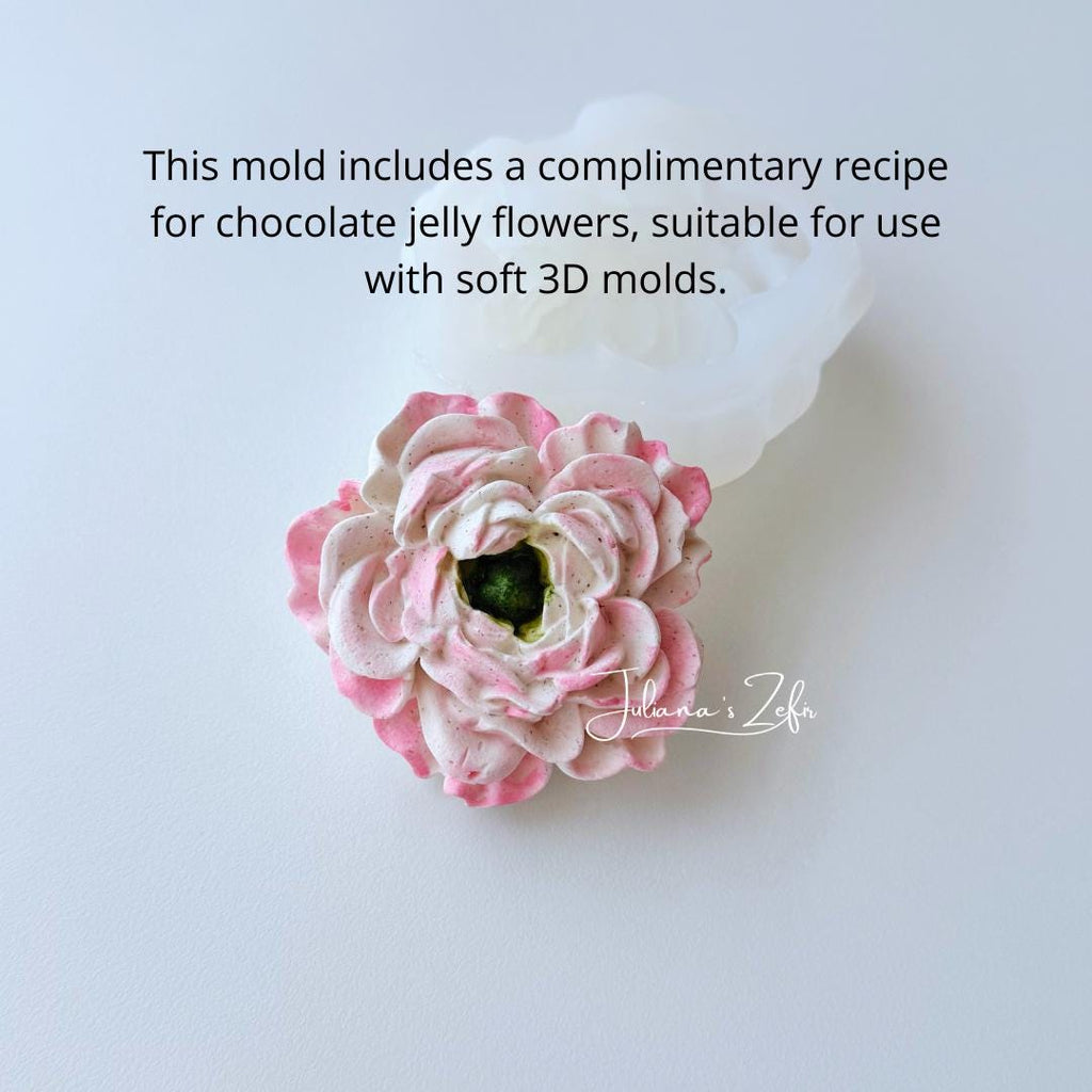 Peony Small Soft Silicone Mold | food grade marshmallow zefir decorating tool