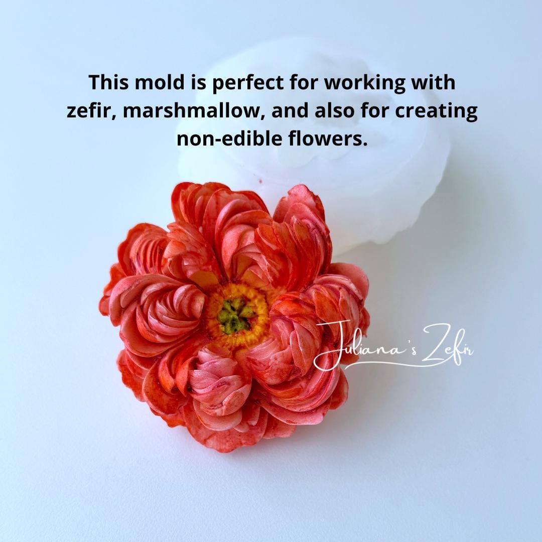 Peony Coral Charm Silicone Mold | food grade marshmallow zefir decorating tool