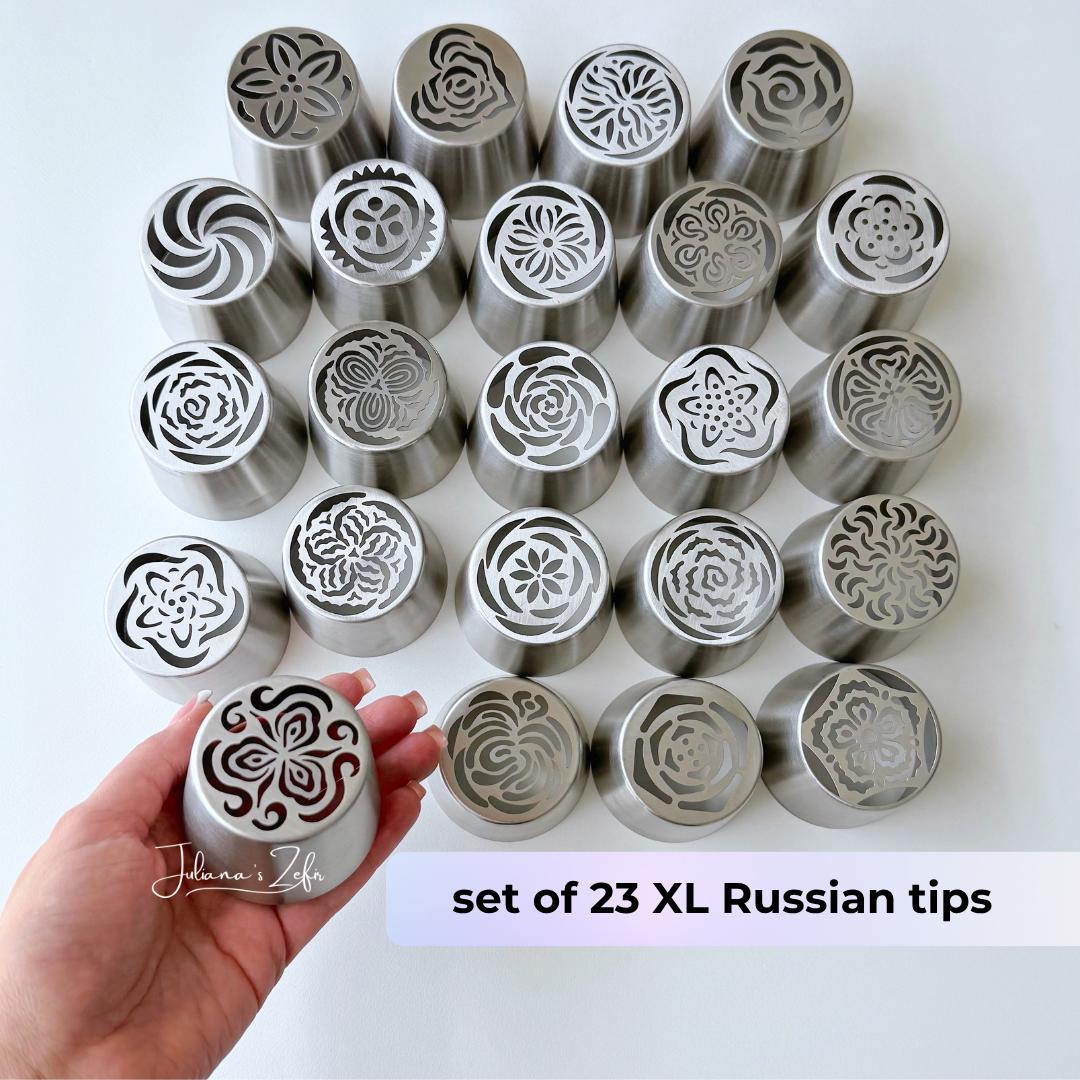 Set of 23 XL Russian Piping Tulip Tips, Stainless Steel Flower Nozzles