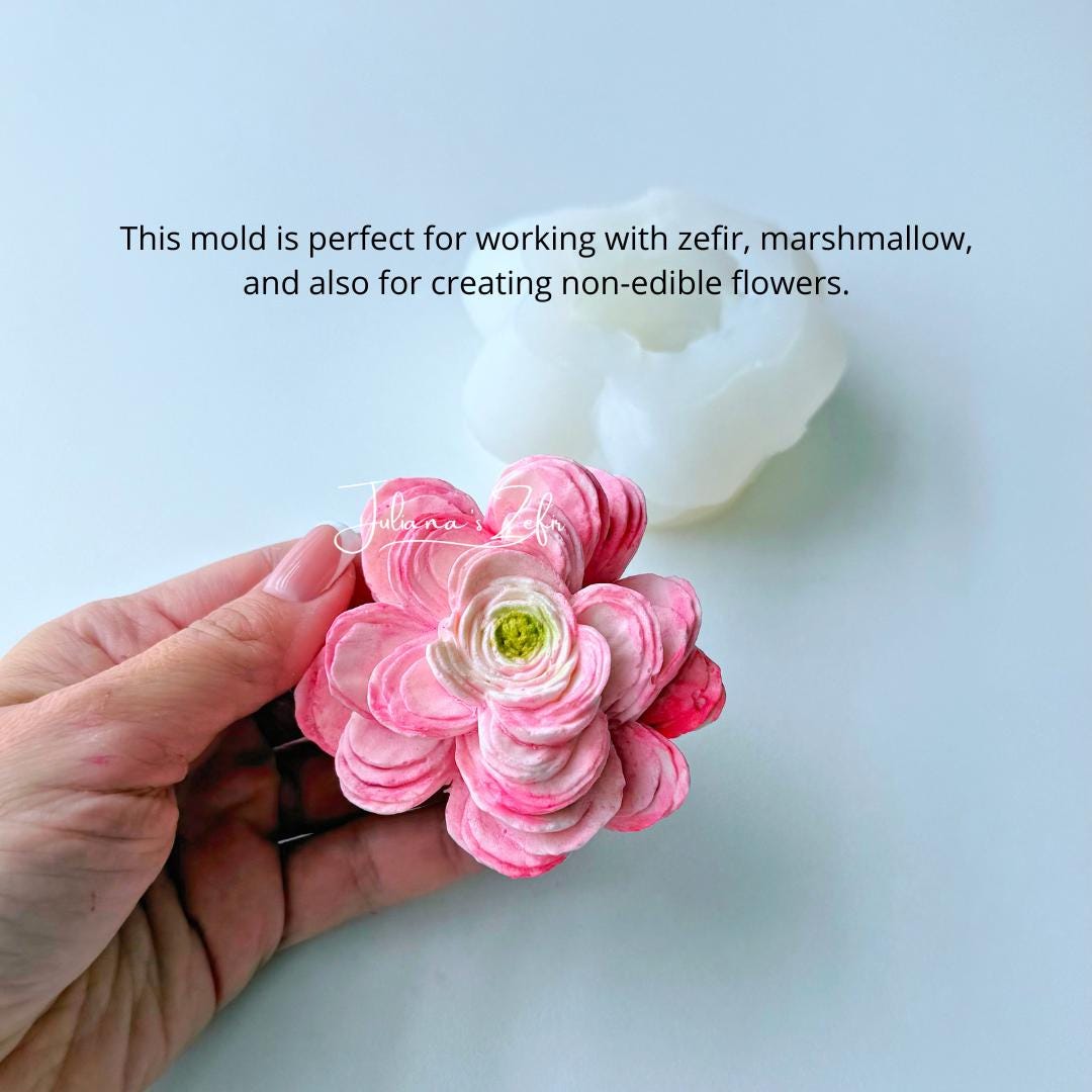 Ranunculus Cream Silicone Mold | food grade marshmallow zefir decorating tool