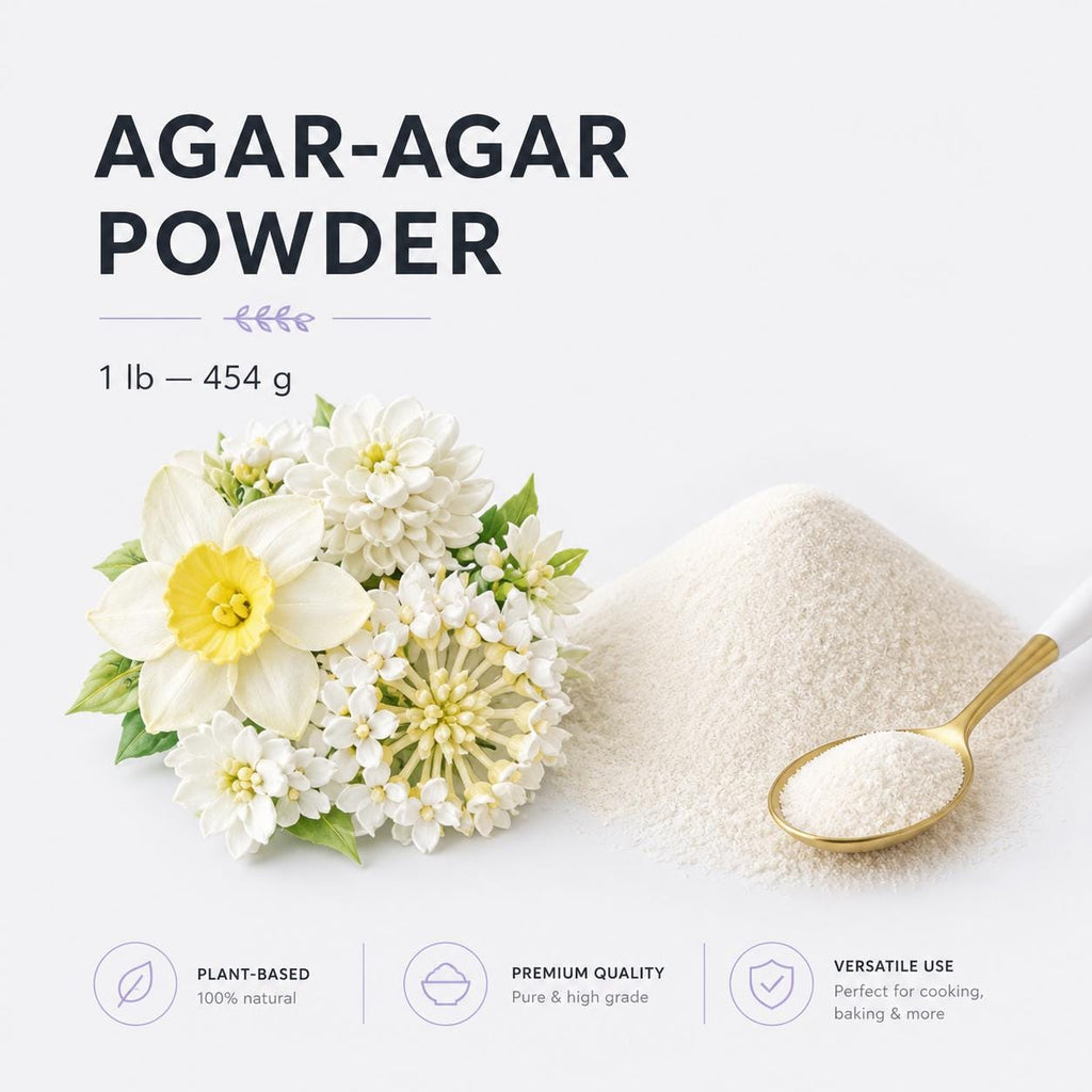 Agar Agar Powder, Plant-Based Thickener for Zefir Flowers (1lb / 454g)