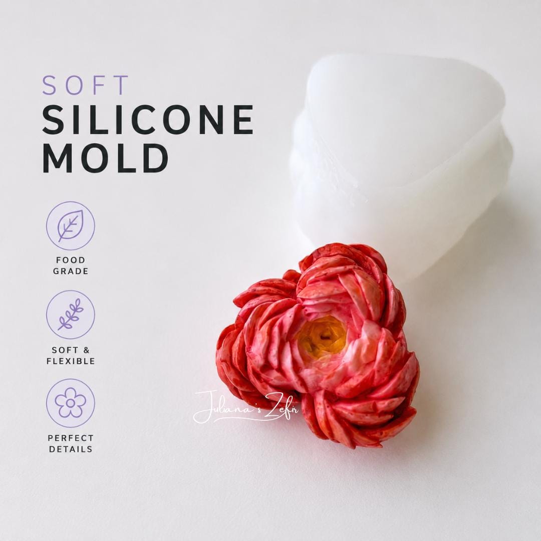 Peony Heart Silicone Mold | food grade marshmallow zefir decorating tool