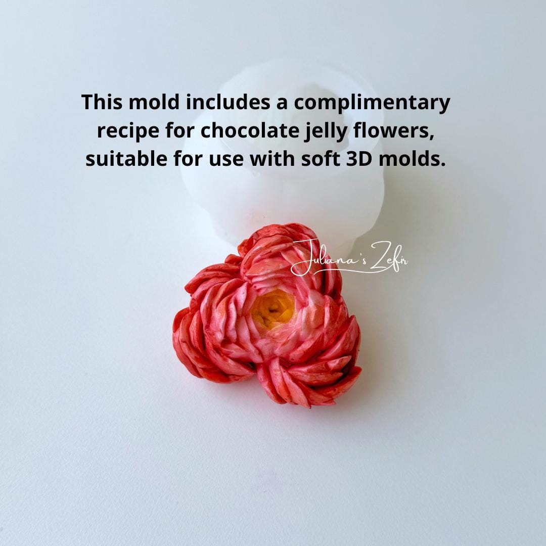 Peony Heart Silicone Mold | food grade marshmallow zefir decorating tool
