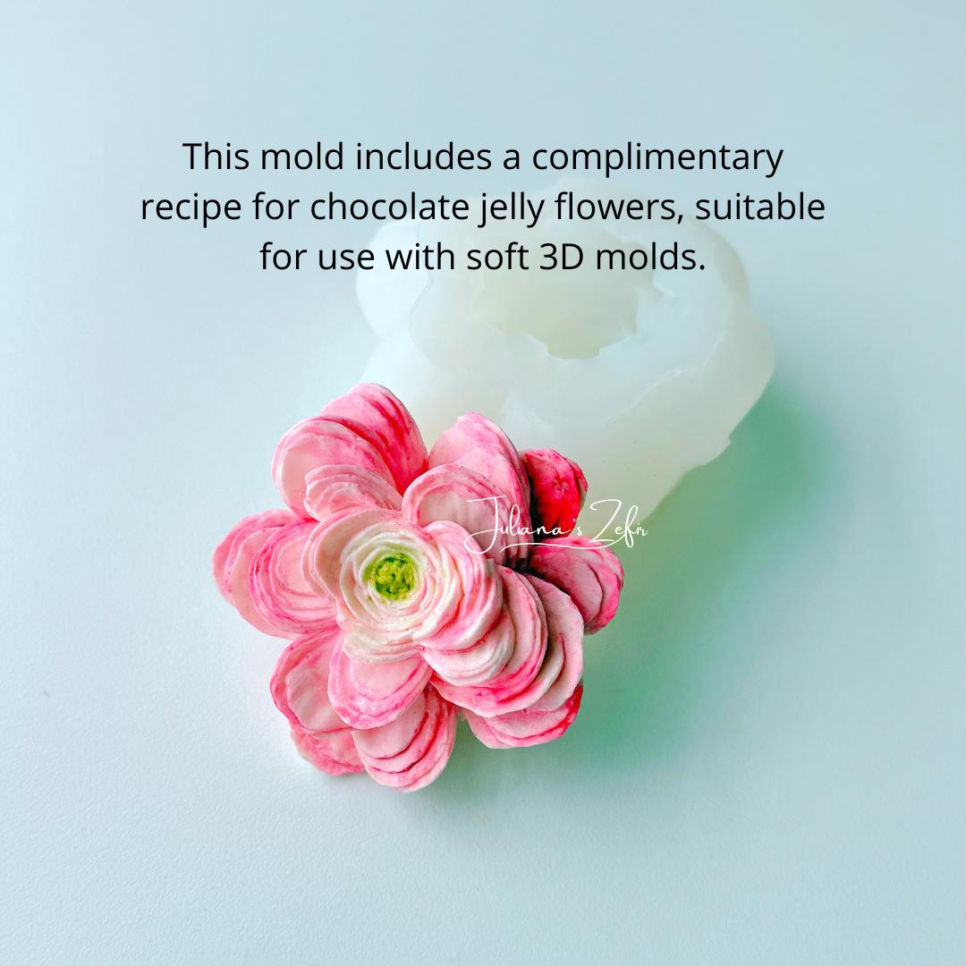 Ranunculus Cream Silicone Mold | food grade marshmallow zefir decorating tool