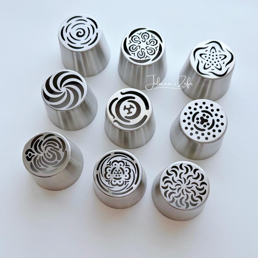 9 XL Russian Piping Tips, Stainless Steel Zefir Flower Nozzles