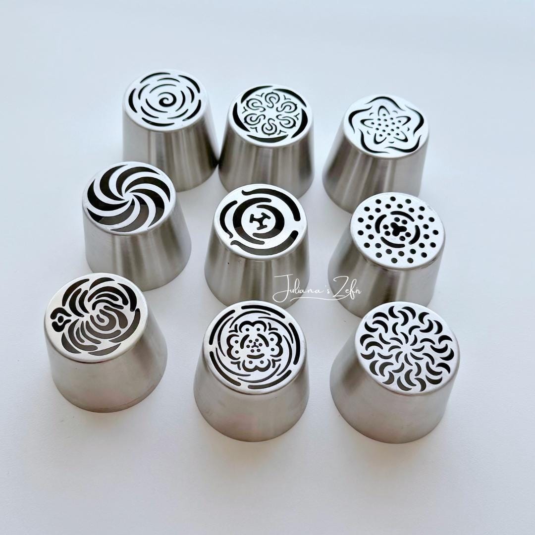 9 XL Russian Piping Tips, Stainless Steel Zefir Flower Nozzles