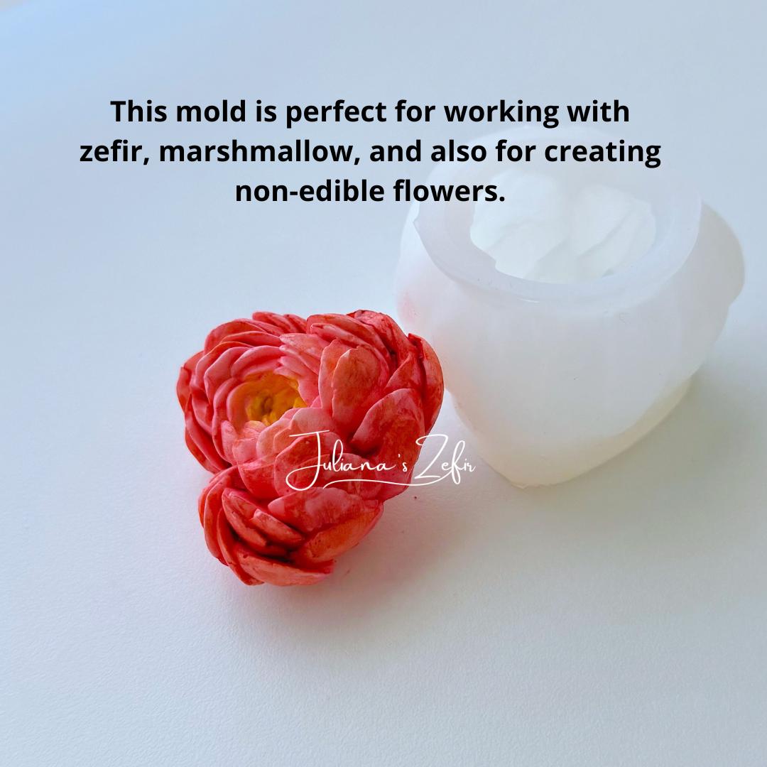 Peony Heart Silicone Mold | food grade marshmallow zefir decorating tool