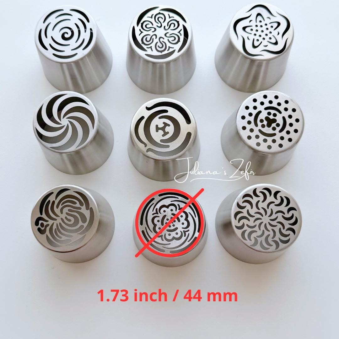 9 XL Russian Piping Tips, Stainless Steel Zefir Flower Nozzles