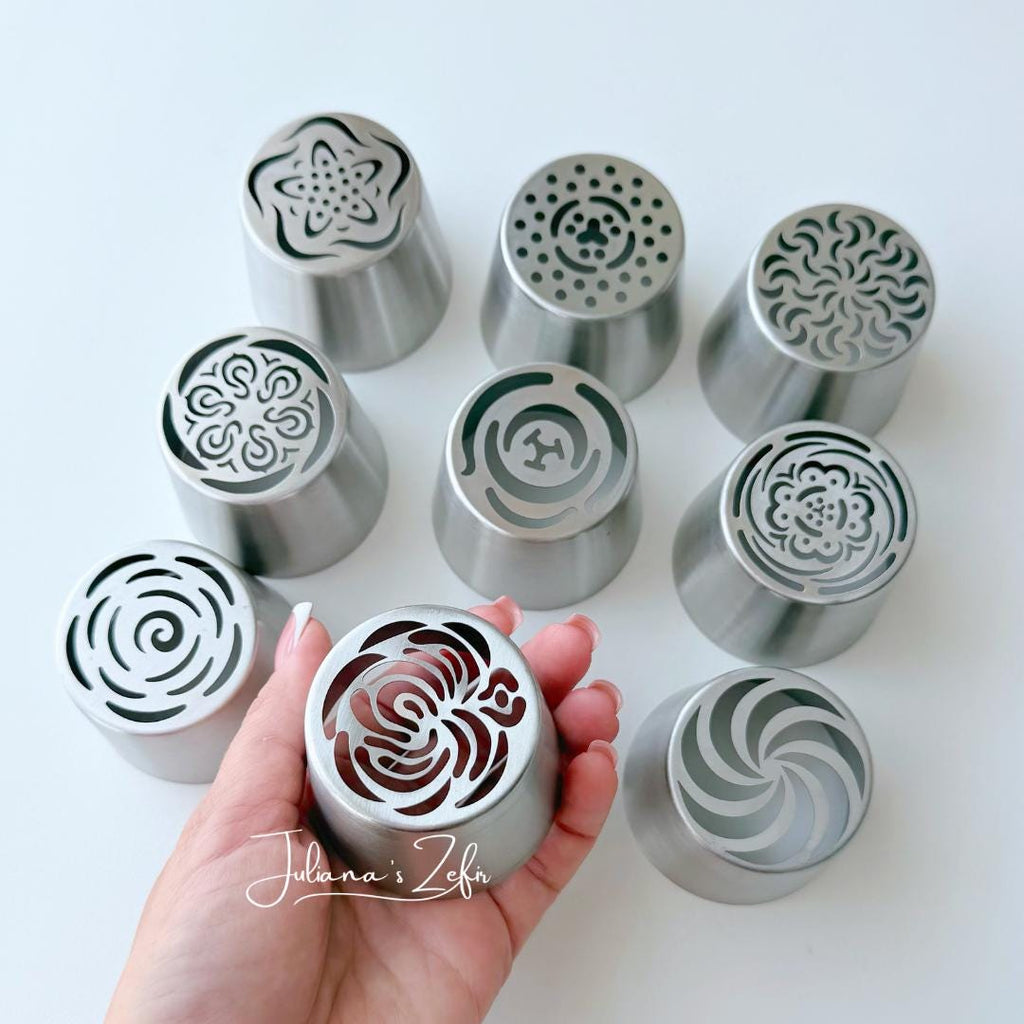 9 XL Russian Piping Tips, Stainless Steel Zefir Flower Nozzles
