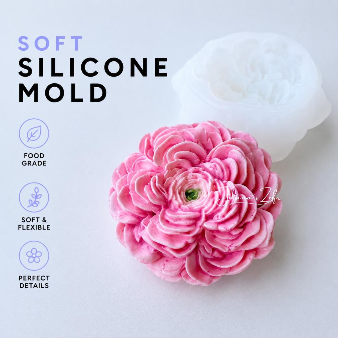Ranunculus Lady Silicone Mold | food grade marshmallow zefir decorating tool