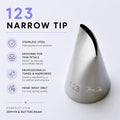 123 narrow tuned piping tip for zefir flowers, buttercream piping nozzle