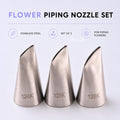 Set of 3 Stainless Steel Flower Piping Nozzles – Narrow Tuned Cake Decorating Tools