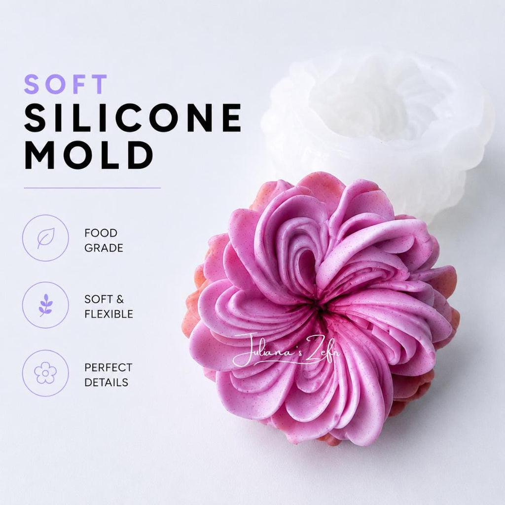 Rose Spiral Soft Silicone Mold | food grade marshmallow zefir decorating tool