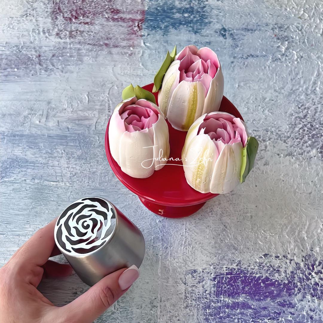 Set of 32 XL Russian Piping Tulip Tips, Stainless Steel Flower Nozzles