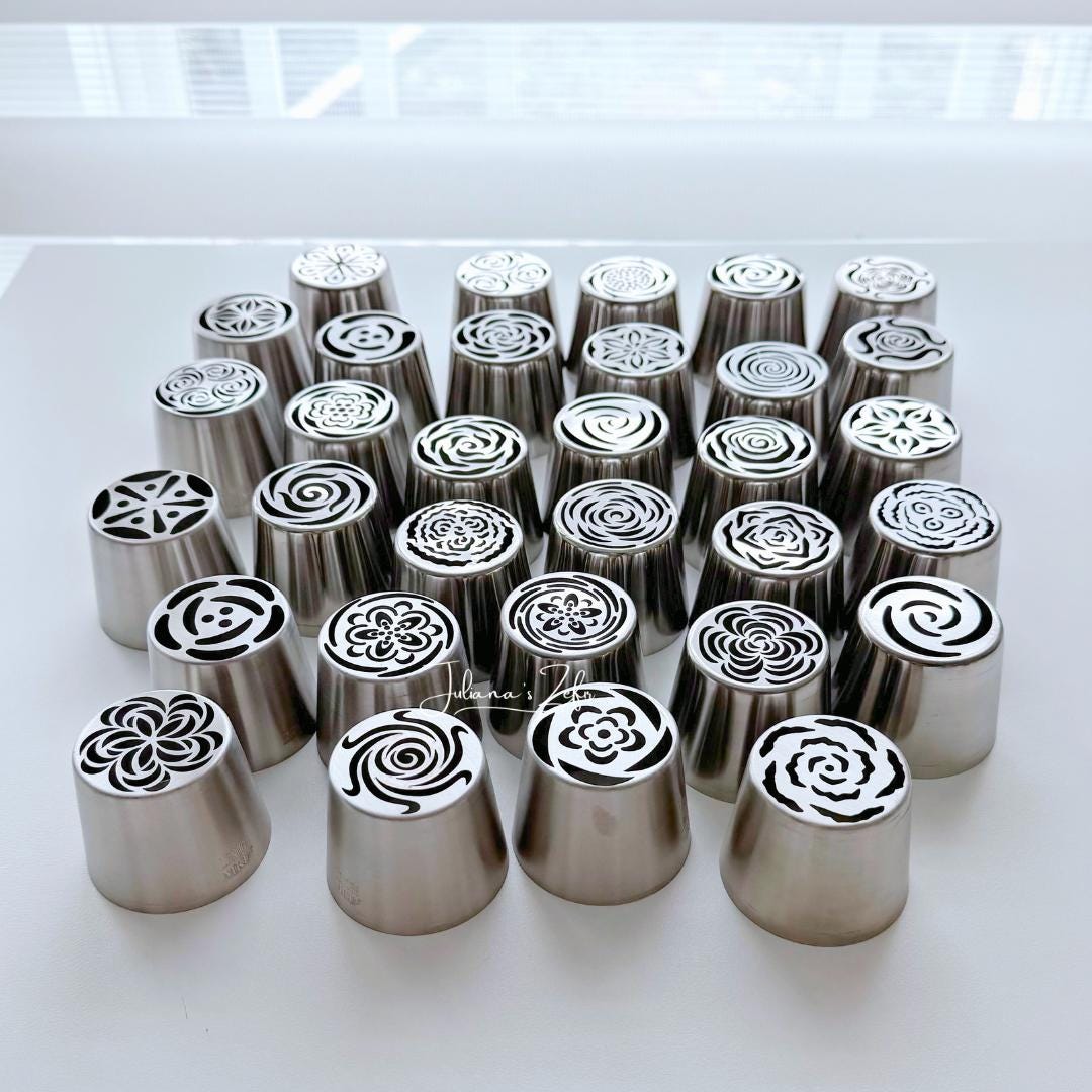 Set of 32 XL Russian Piping Tulip Tips, Stainless Steel Flower Nozzles
