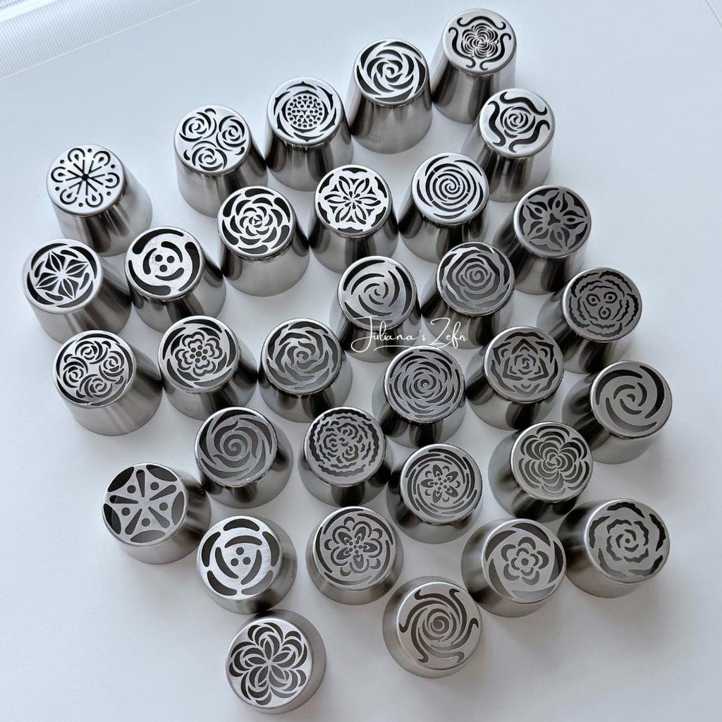 Set of 32 XL Russian Piping Tulip Tips, Stainless Steel Flower Nozzles