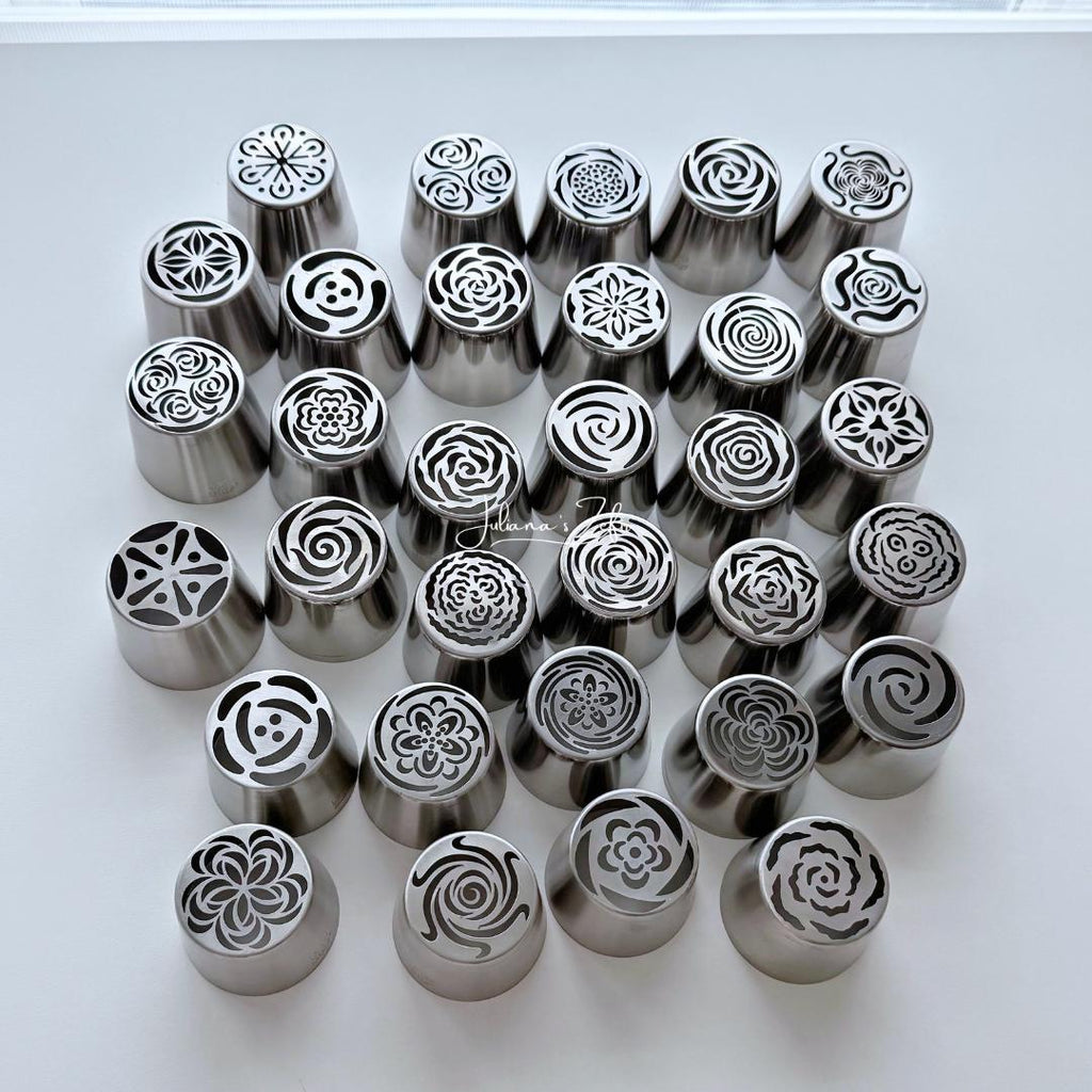 Set of 32 XL Russian Piping Tulip Tips, Stainless Steel Flower Nozzles