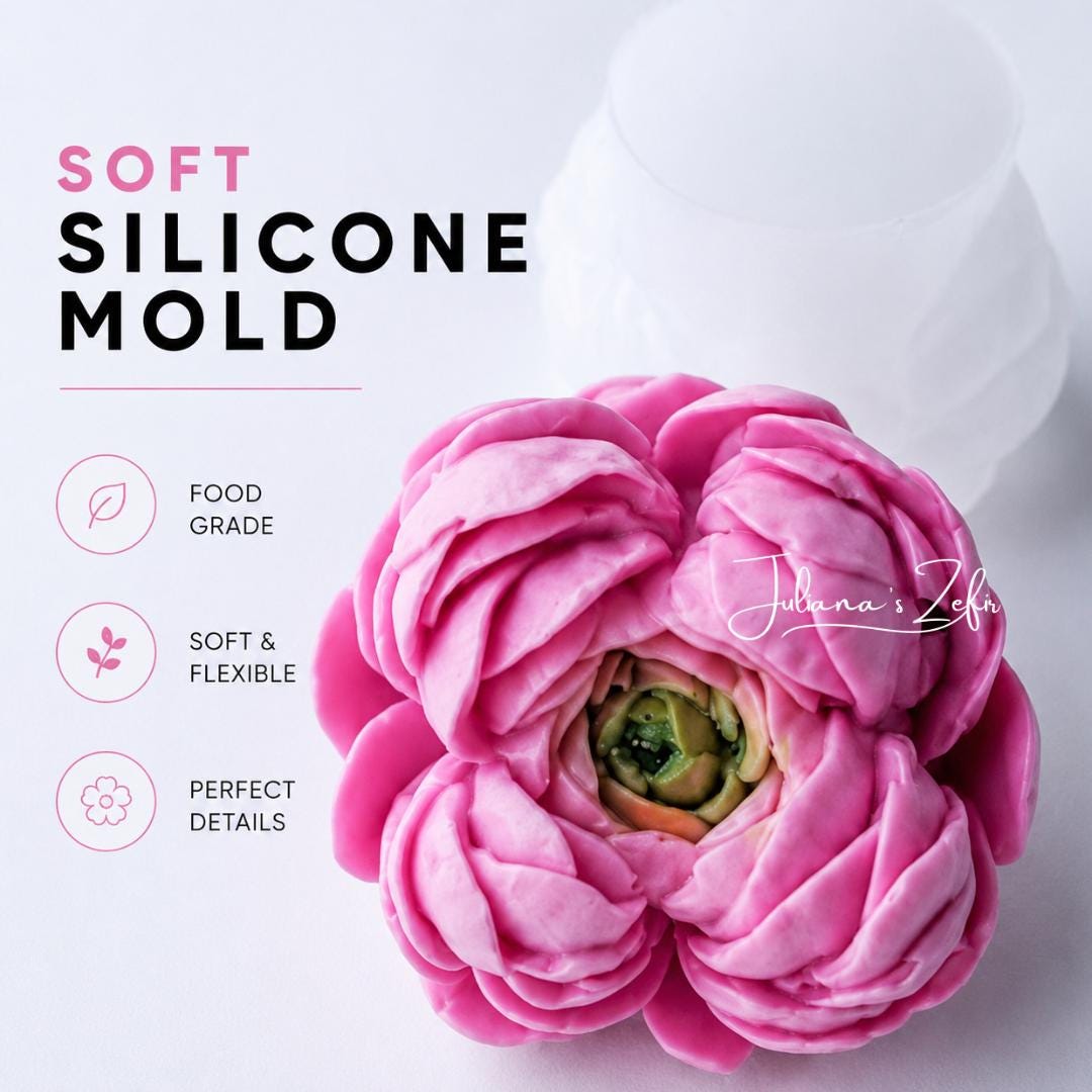 Peony Bud Silicone Mold | food grade marshmallow zefir decorating tool