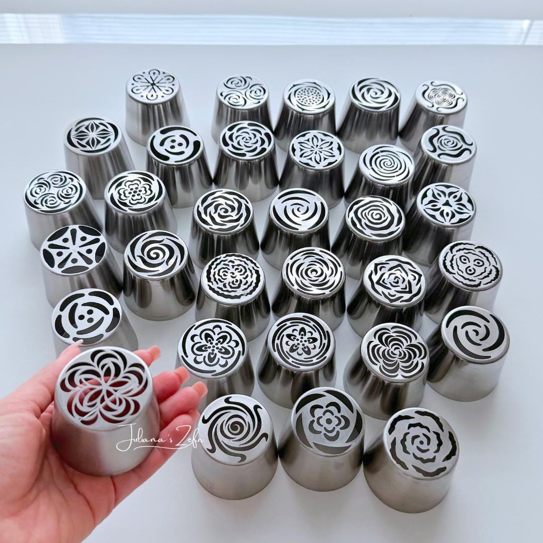 Set of 32 XL Russian Piping Tulip Tips, Stainless Steel Flower Nozzles