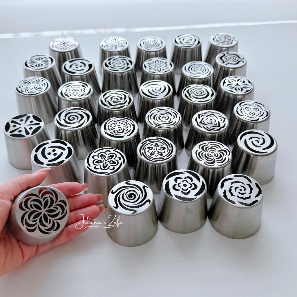 Set of 32 XL Russian Piping Tulip Tips, Stainless Steel Flower Nozzles