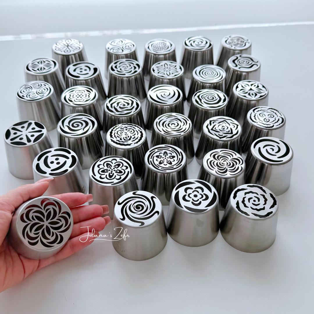 Set of 32 XL Russian Piping Tulip Tips, Stainless Steel Flower Nozzles