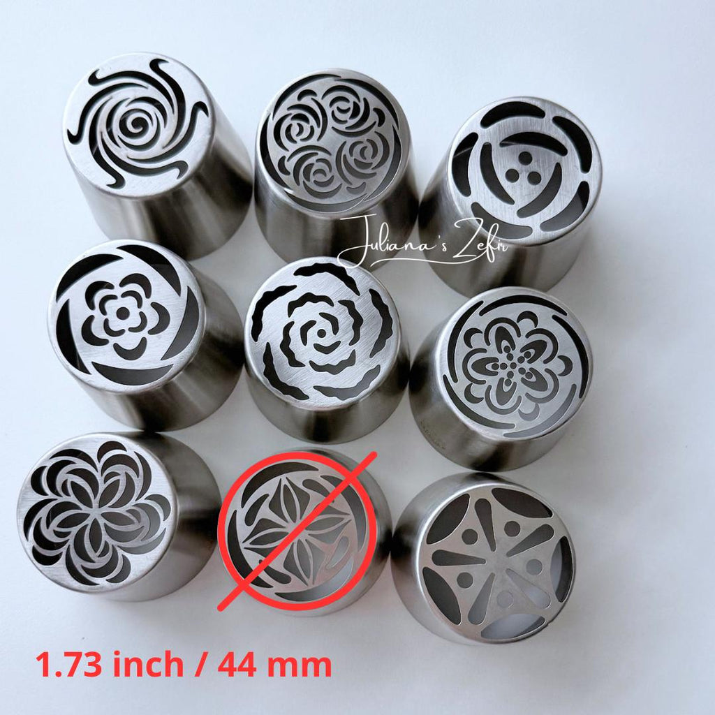 9 XL Russian Piping Tips, Stainless Steel Zefir Flower Nozzles