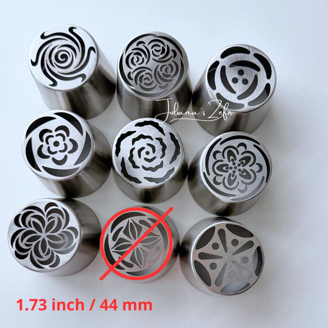 9 XL Russian Piping Tips, Stainless Steel Zefir Flower Nozzles