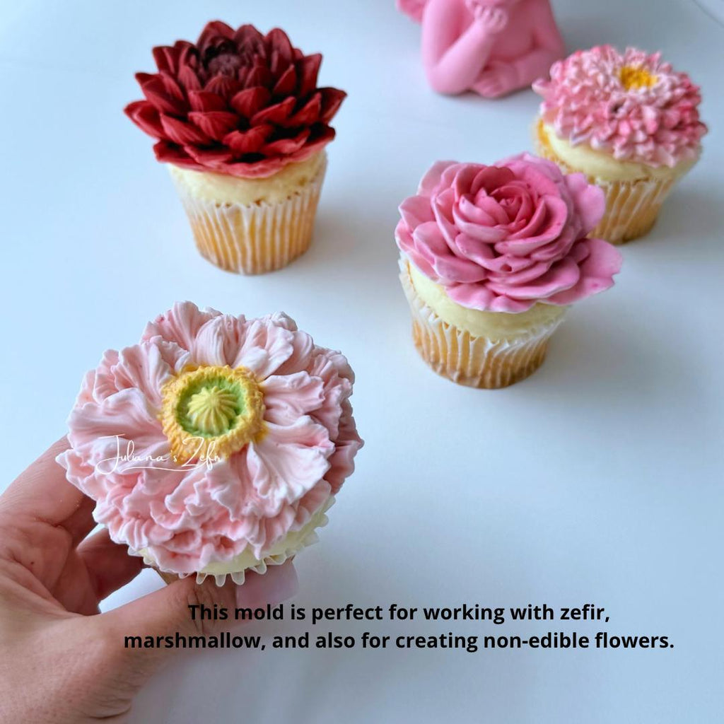 Poppy Pink Ruffles Silicone Mold | food grade marshmallow zefir decorating tool