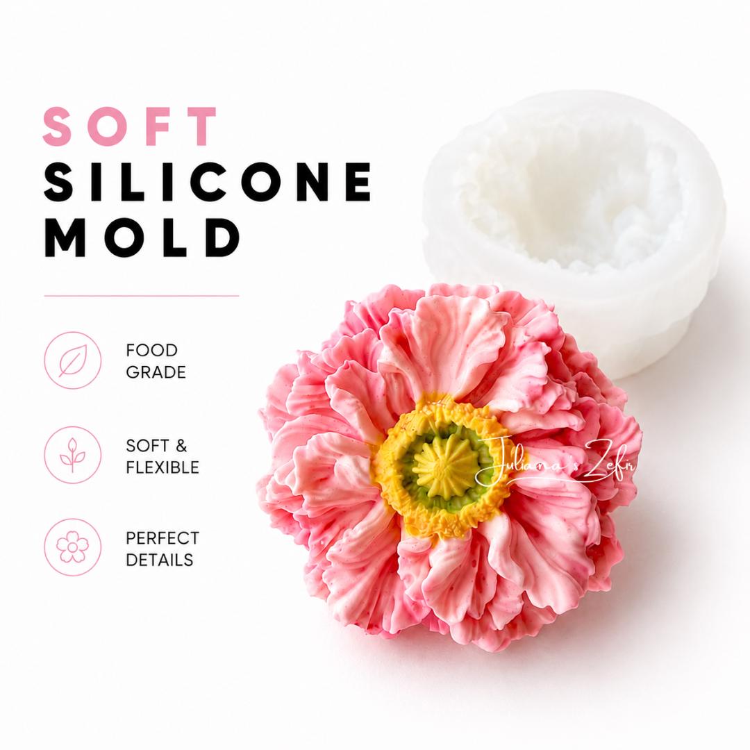 Poppy Pink Ruffles Silicone Mold | food grade marshmallow zefir decorating tool