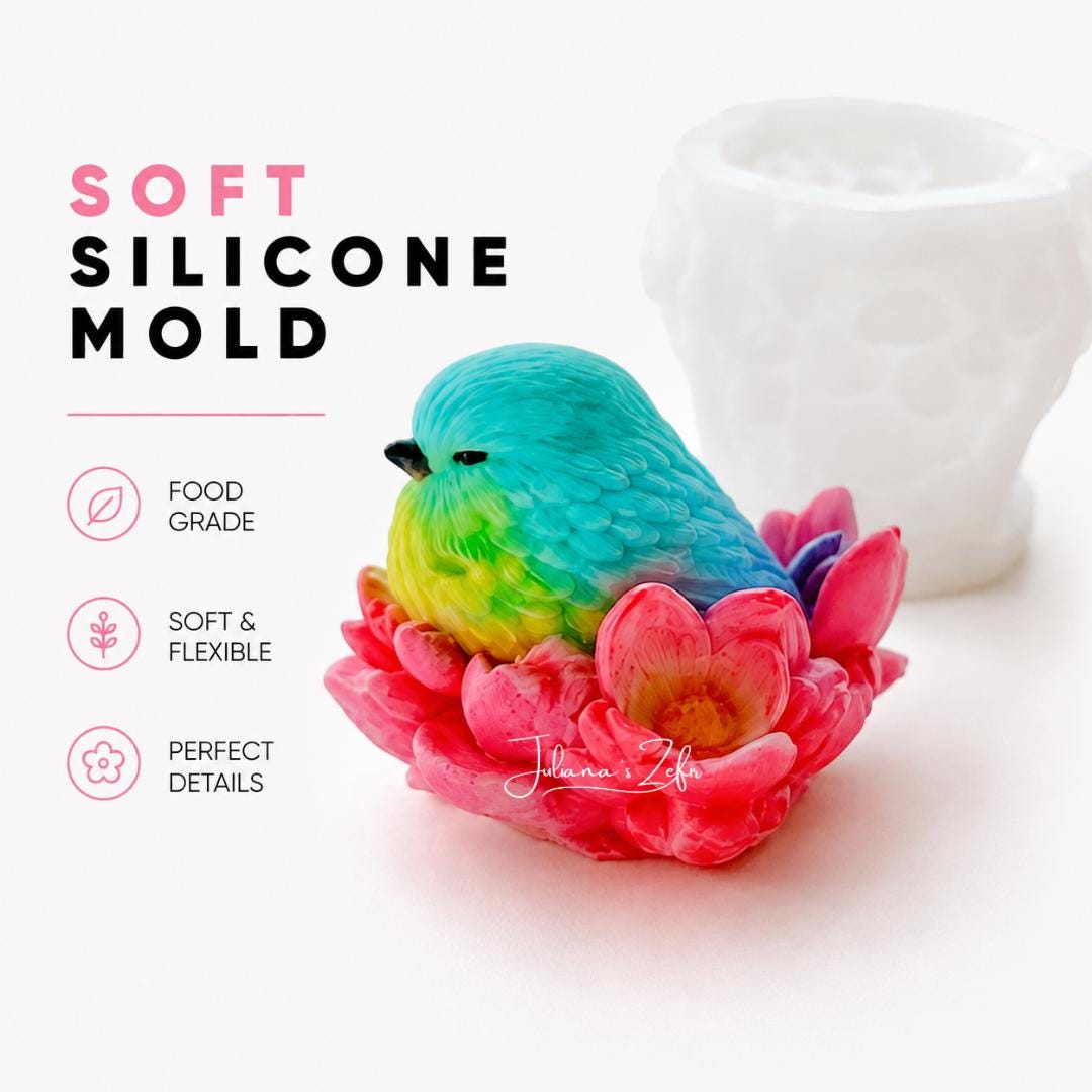 Bird in Bloom Silicone Mold | food grade marshmallow zefir decorating tool