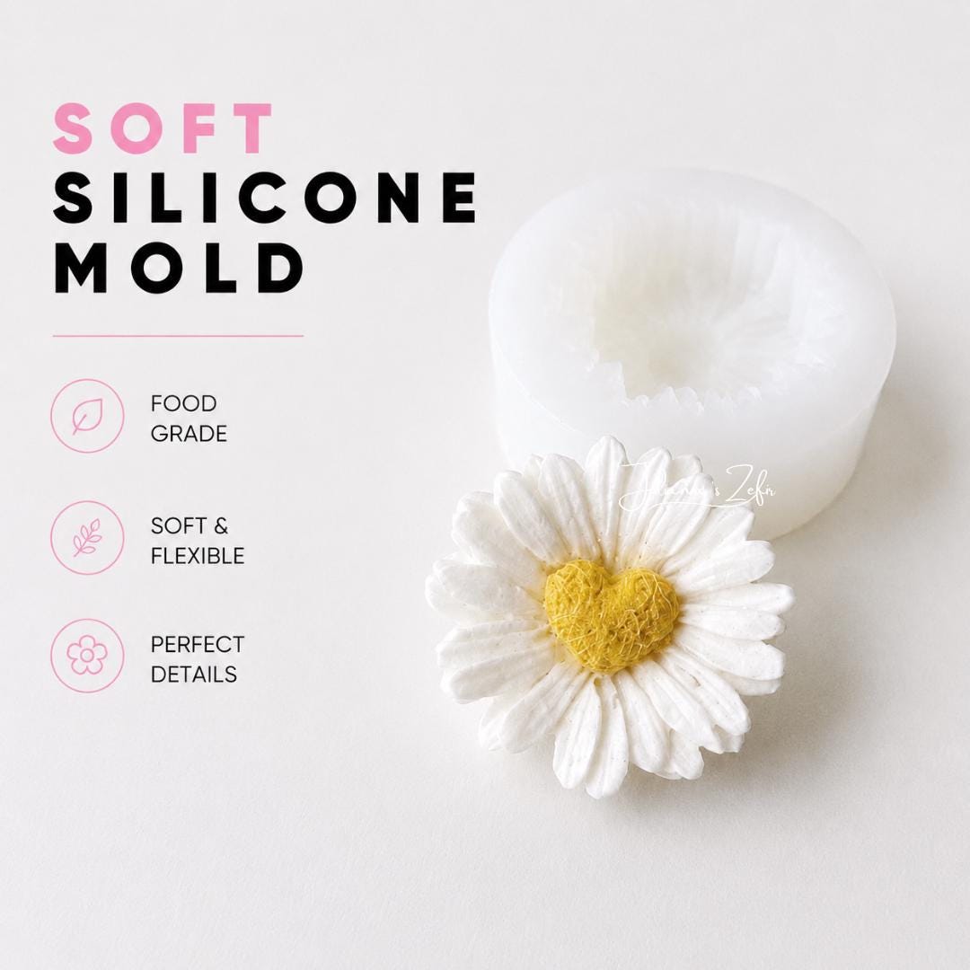 Daisy Heart Silicone Mold | food grade marshmallow zefir decorating tool