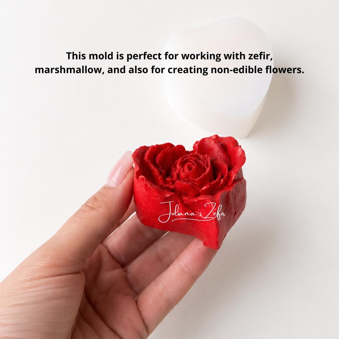 Red Rose Heart Silicone Mold | food grade marshmallow zefir decorating tool